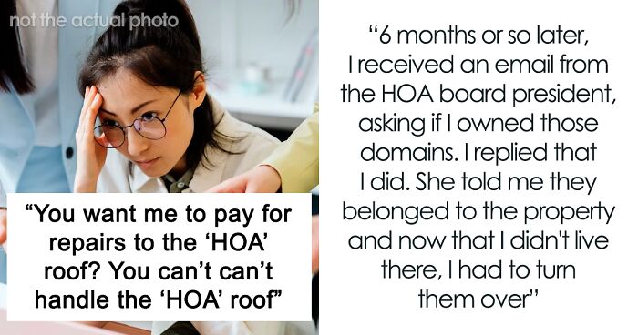 Woman Buys Internet Domains She Knows HOA Will Need So She Can Demand Money For Them