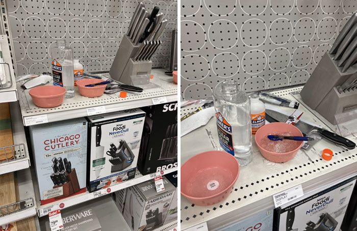 Someone Decided To Make Slime At Target On Top Of The $150 Knife Sets