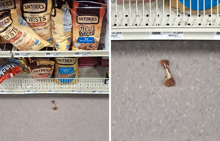 Someone Is Walking Around The Store Eating Chicken Wings And Tossing The Bones On The Floor