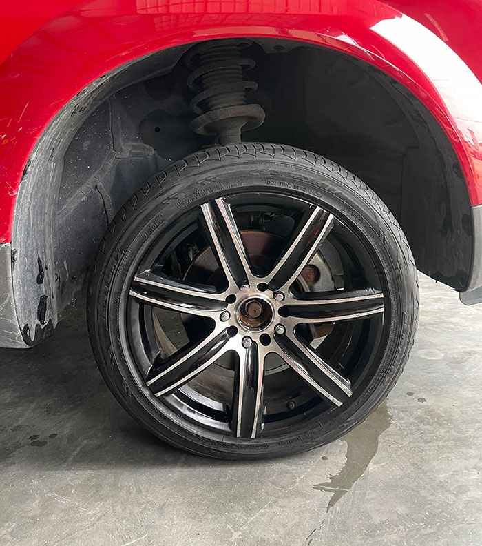 Customer Bought Wheels And Tires Online. After Advising Multiple Times That The Tires Are Too Small For His SUV He Insisted For Us To Put Them On