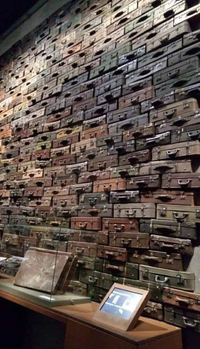 Suitcases Of People Sent To Concentration Camps. Poland, Gdańsk, World War II Museum. Each Suitcase Is A Family, A Life