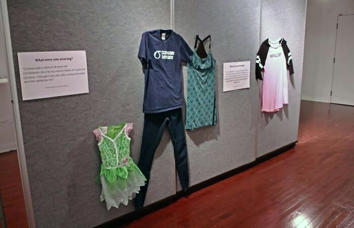 A Museum Display Showing The Clothing Worn By Intimate Assault Survivors During The Time Of Their Attacks