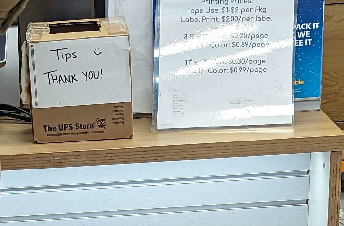 The Local UPS Store Now Has A Tip Jar