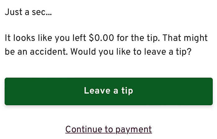 It's Getting Out Of Hand. Asked To Tip For An Online Purchase, When I Put $0, It Redirected Me To This