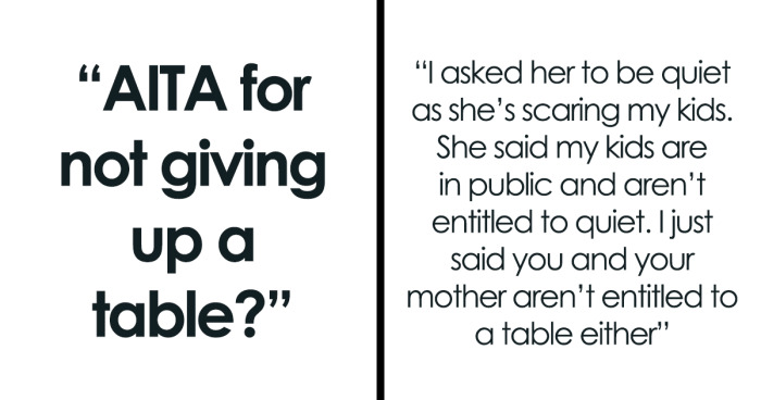 Entitled Women Start Yelling At Mom And Her 2 Kids To Give Up Table, Security Gets Involved