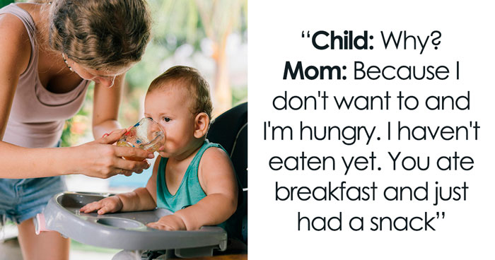 Mom Stands Her Ground As Hungry Toddler Tries To Steal Her Lunch, But She Refuses To Share