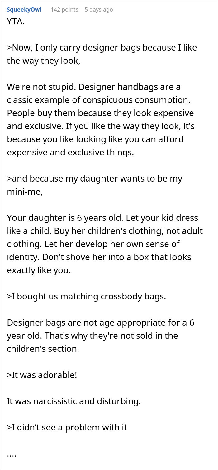 "AITA For Getting My Daughter A Designer Bag When Not Everyone In The Group Could Afford It?"