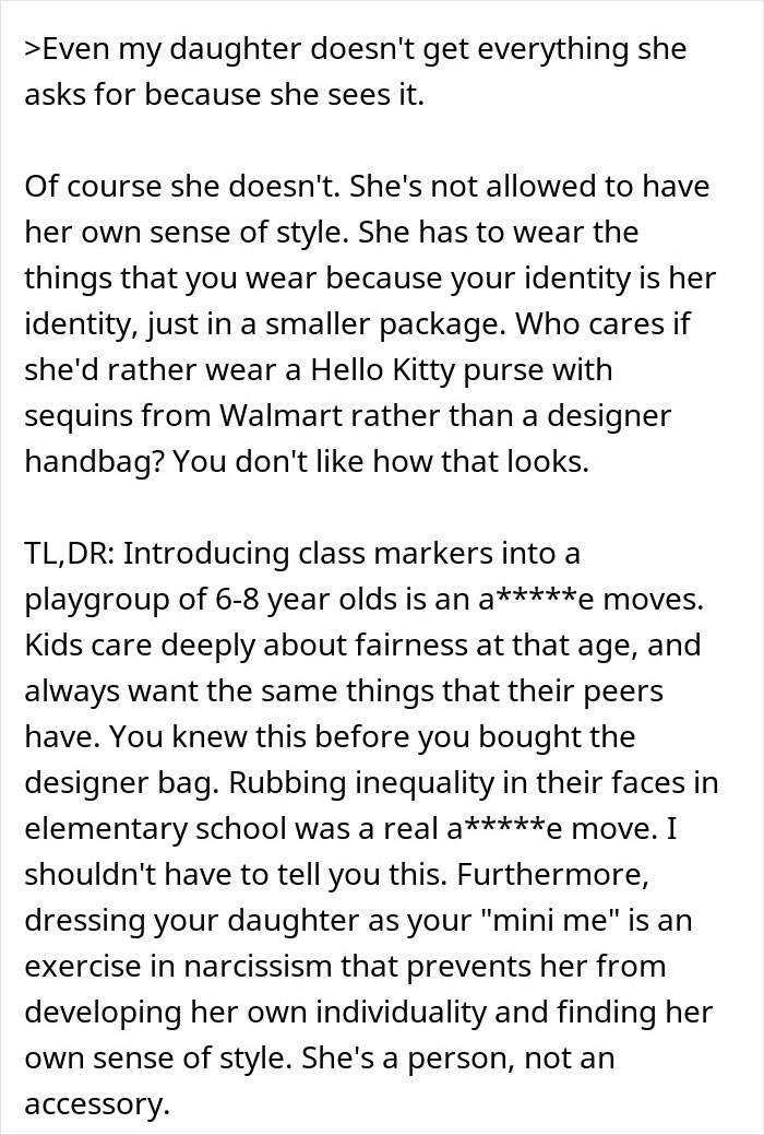 "AITA For Getting My Daughter A Designer Bag When Not Everyone In The Group Could Afford It?"