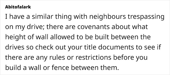 Person Fed Up With Neighbors As They Selfishly Use Both Driveways, Plans To Put Up A Wall