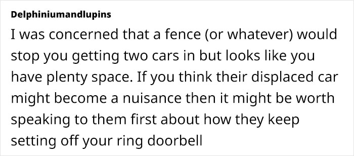 Person Fed Up With Neighbors As They Selfishly Use Both Driveways, Plans To Put Up A Wall