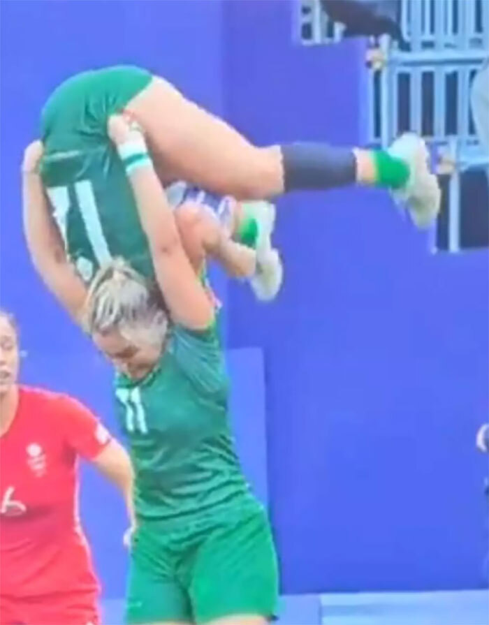 Rugby Player Shows Superhuman Strength To Save Teammate From Falling Headfirst Onto Pitch