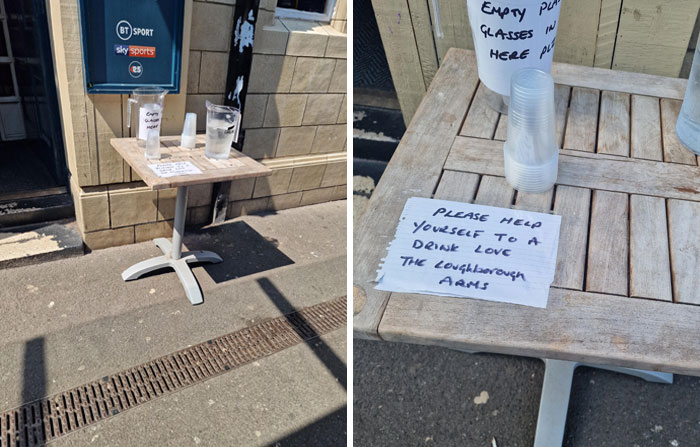 A Pub In Loughborough Handing Out Free Ice Water In A UK Heatwave