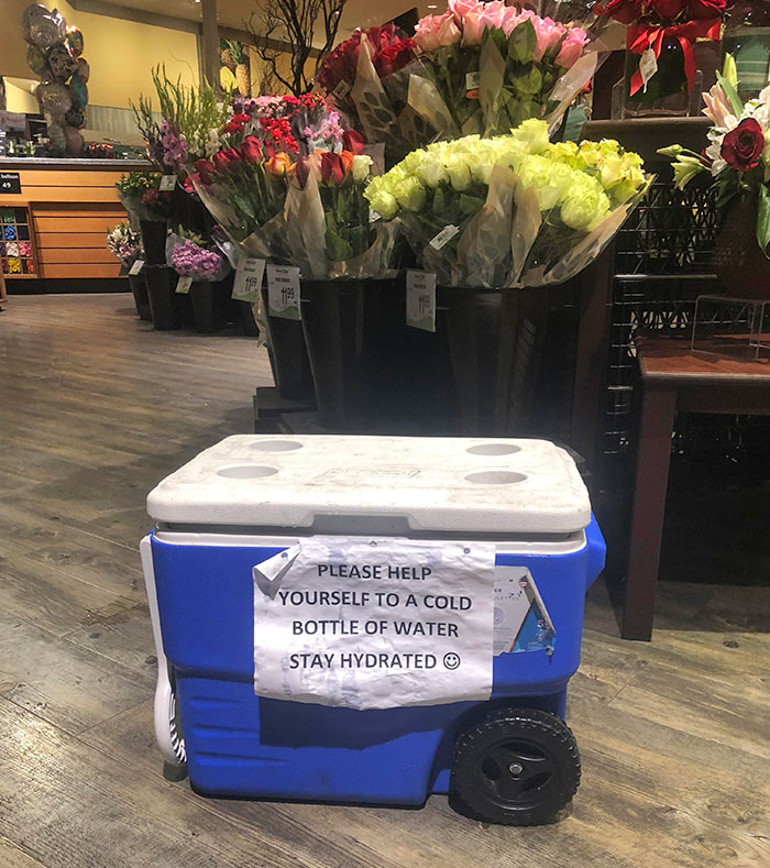 During This Southern California Heatwave, My Local Grocery Store Has Coolers Filled With Complimentary Water Bottles At Each Entrance