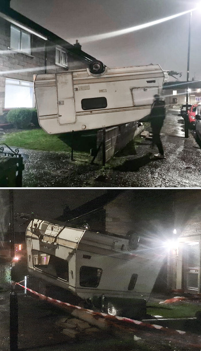 No tememos a ninguna tormenta. Fue un poco difícil con vientos huracanados, pero la caravana está de vuelta sobre las dos ruedas.