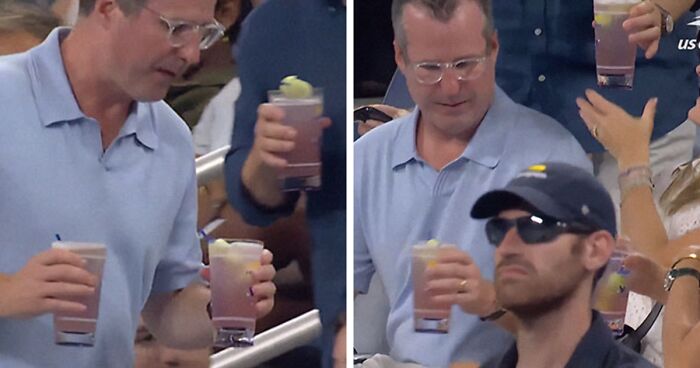 Awkward Moment Male US Open Spectator Comes Back With Drink For His Date, Only To Be Swerved