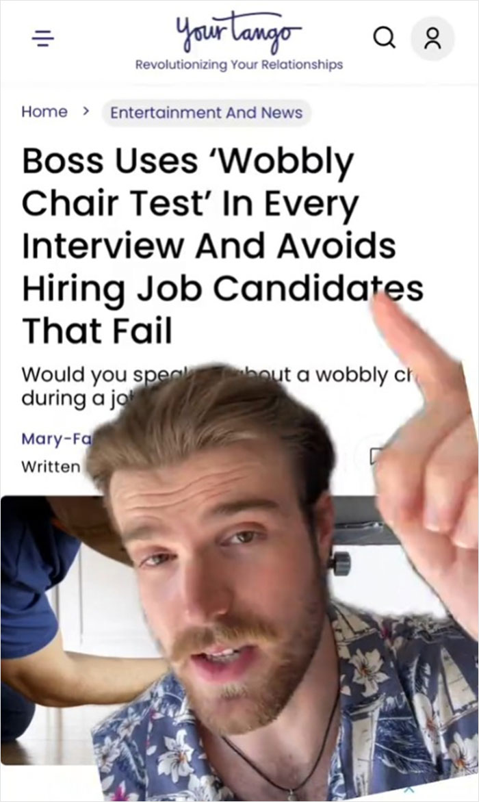 Interviewer Gives Job Candidate A Wobbly Chair To See What They Do, Internet Is Not Having It