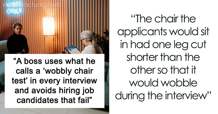 Interviewer Gives Job Candidate A Wobbly Chair To See What They Do, Internet Is Not Having It