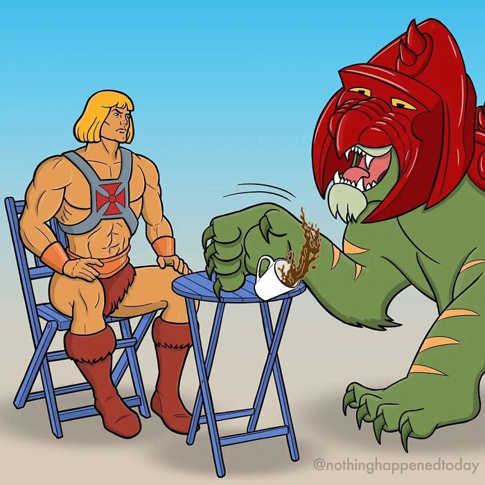 Artist Reveals What He-Man And His Faithful Battle Cat Do When They're Not Saving Their Planet (13 Pics)