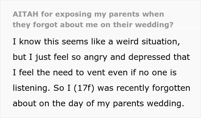 Parents Forget To Make Space For Their Youngest Daughter In Their Wedding, Get Publicly Shamed