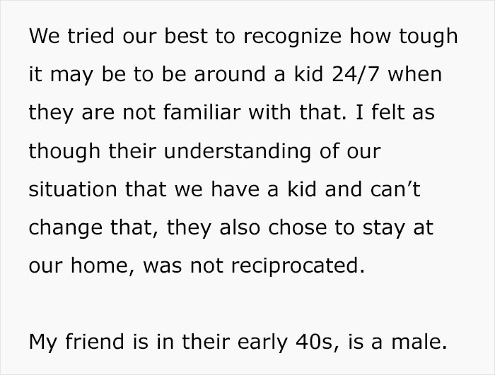 Woman Is Disappointed As Friend Stays Over For 3 Nights And Complains About Her Kid Being Annoying