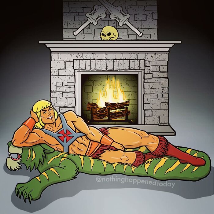 Artist Reveals What He-Man And His Faithful Battle Cat Do When They're Not Saving Their Planet (13 Pics)