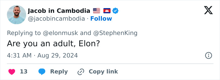 Elon Musk Insults Stephen King With Vulgar AI-Generated Pic, But It Backfires Spectacularly