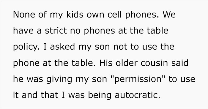 Woman Isolates In “Survival Mode” After In-Laws Override Her Rule Of No Phones At The Table