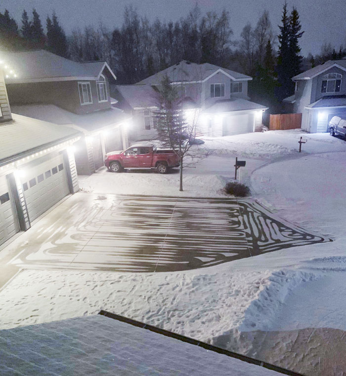 My Neighbor's Heated Driveway Melted The Fresh Snow