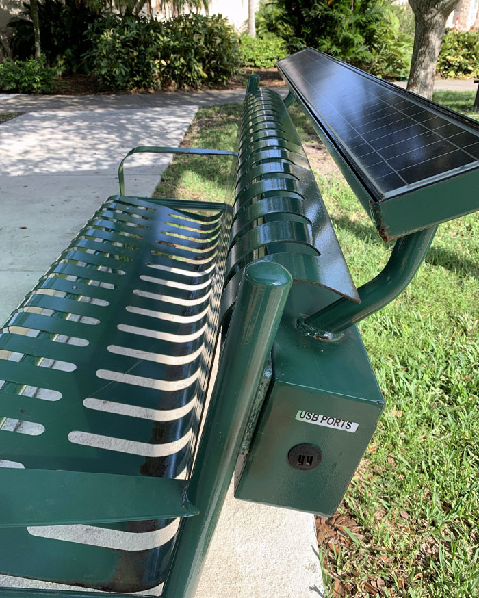 Solar Park Bench With USB Charging Ports