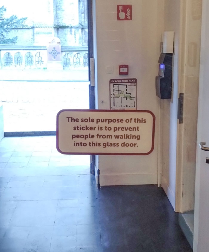 This Sticker In A Hostel Prevents People From Walking Into A Glass Door, Germany