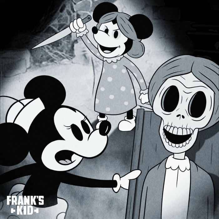 Artist Imagines Iconic Horror Characters In Classic Disney’s Mickey Mouse (20 New Pics)