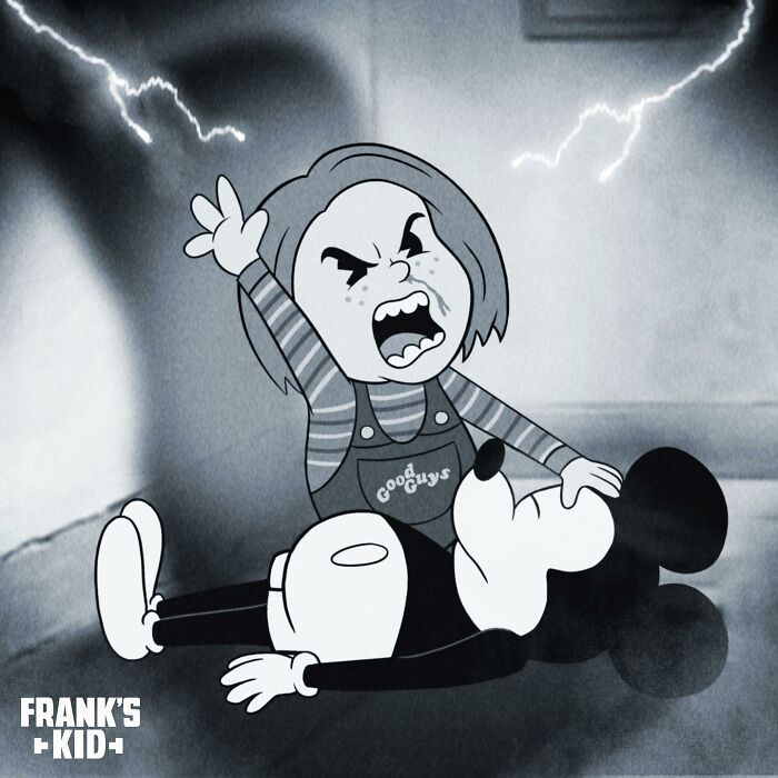 Artist Imagines Iconic Horror Characters In Classic Disney’s Mickey Mouse (20 New Pics)