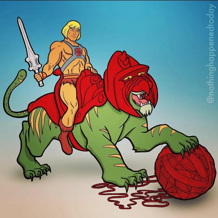 Artist Reveals What He-Man And His Faithful Battle Cat Do When They're Not Saving Their Planet (13 Pics)