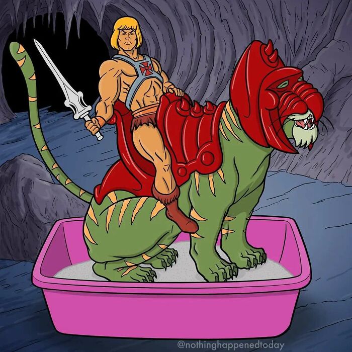 Artist Reveals What He-Man And His Faithful Battle Cat Do When They're Not Saving Their Planet (13 Pics)