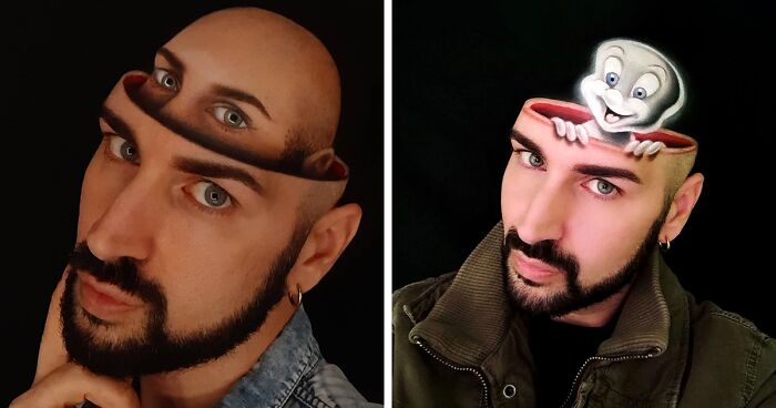 This Artist Turns His Own Head Into A Canvas For Incredible 3D Illusions