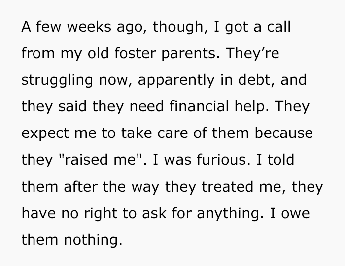 “AITA For Refusing To Help My Foster Parents After They Treated Me Like A Servant?”