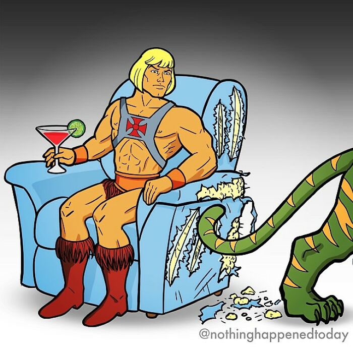 Artist Reveals What He-Man And His Faithful Battle Cat Do When They're Not Saving Their Planet (13 Pics)