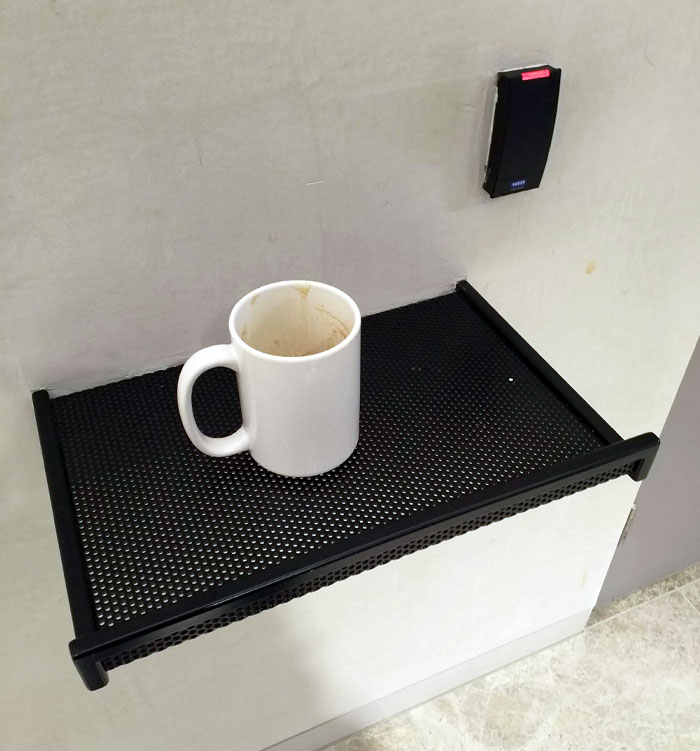 My Office Has A Shelf To Put Down Your Coffee To Swipe In