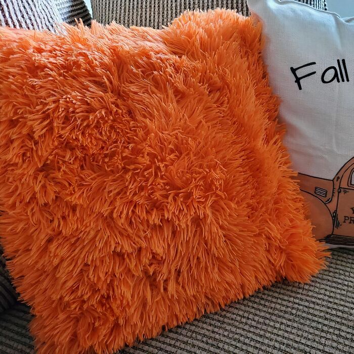 Your Couch Is About To Become The Ultimate Autumnal Paradise With These Pumpkin Spice-Inspired Orange Faux Fur Throw Pillow Covers