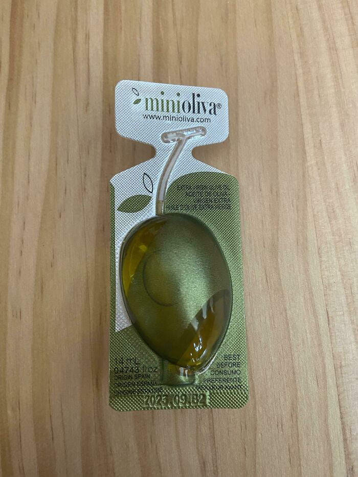 Little Individual Olive Oil Pouch Shaped As An Olive. Found In Spain!!