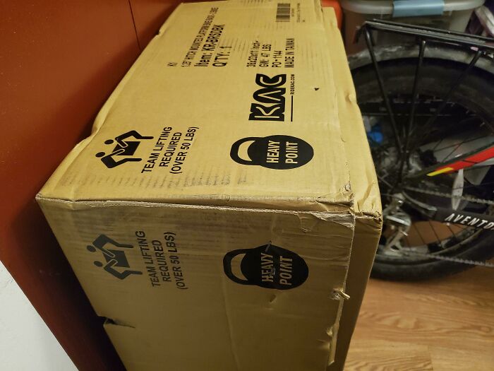 Shipping Box For Bike Rack Indicates The Heavy Point