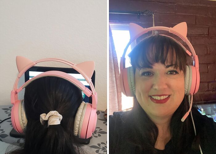 These Cat Ear Headphones Are The Perfect Way To Show Your Coworkers That You're Not Afraid To Be A Little Bit Extra 