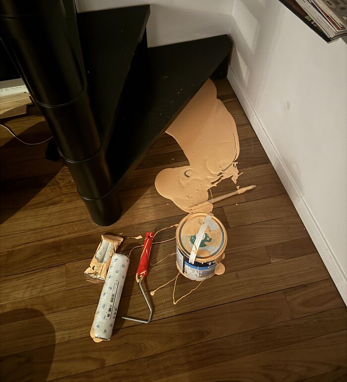 "Spilled a whole can of paint on my wooden floor… What now? " - clem_ha