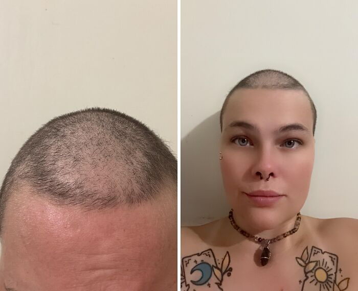 "Decided to shave my head to give it a fresh start, turns out I have a bald spot. I’m female " - mookaroo