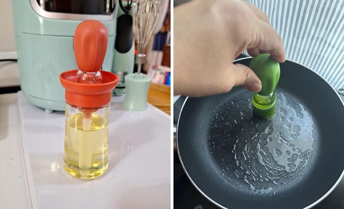 Brush On The Flavor: The Ultimate Oil Dispenser With Built-In Brush For Perfectly Coated Meals!