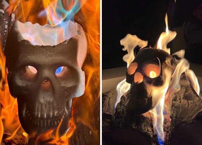 Add A Touch Of Macabre Magic To Your Fire Pit With This Fireproof Skull Log - It'll Be The Life (Or Afterlife?) Of The Party