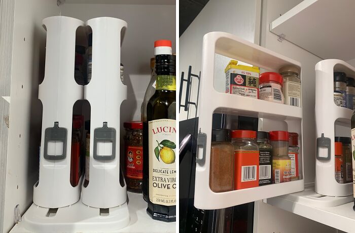 Unlock Your Spice Rack’s Potential With This Innovative Pull-And-Rotate Organizer!