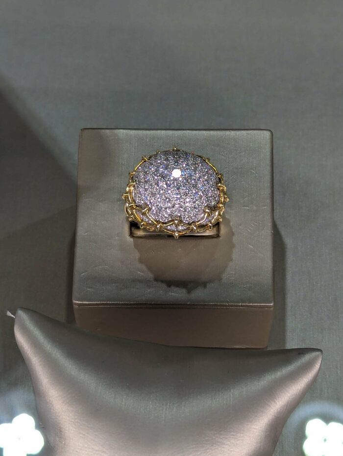 My Wife Works At A High End Jewelry Store Specializing In Estate Sales Where They Just Got This Epcot Lookin' A*s Monstrosity. Every Single One Of Those Is A Real Diamond