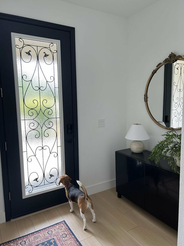 Added So Much Light To Our Entryway With A Glass Insert In Our Front Door!