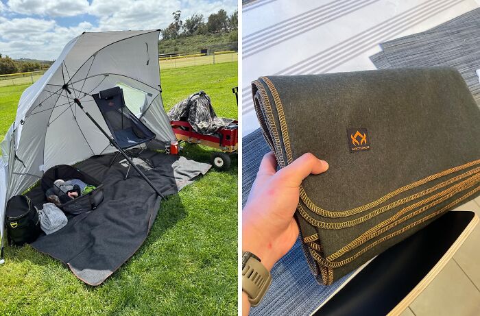 "I put a wool blanket in the bottom of the tent when winter or off-season camping. Keeps you from having to touch a cold floor, insulates you from snow ice of winter camping and keeps snow from melting under the tent and refreezing" - djdarkbeat